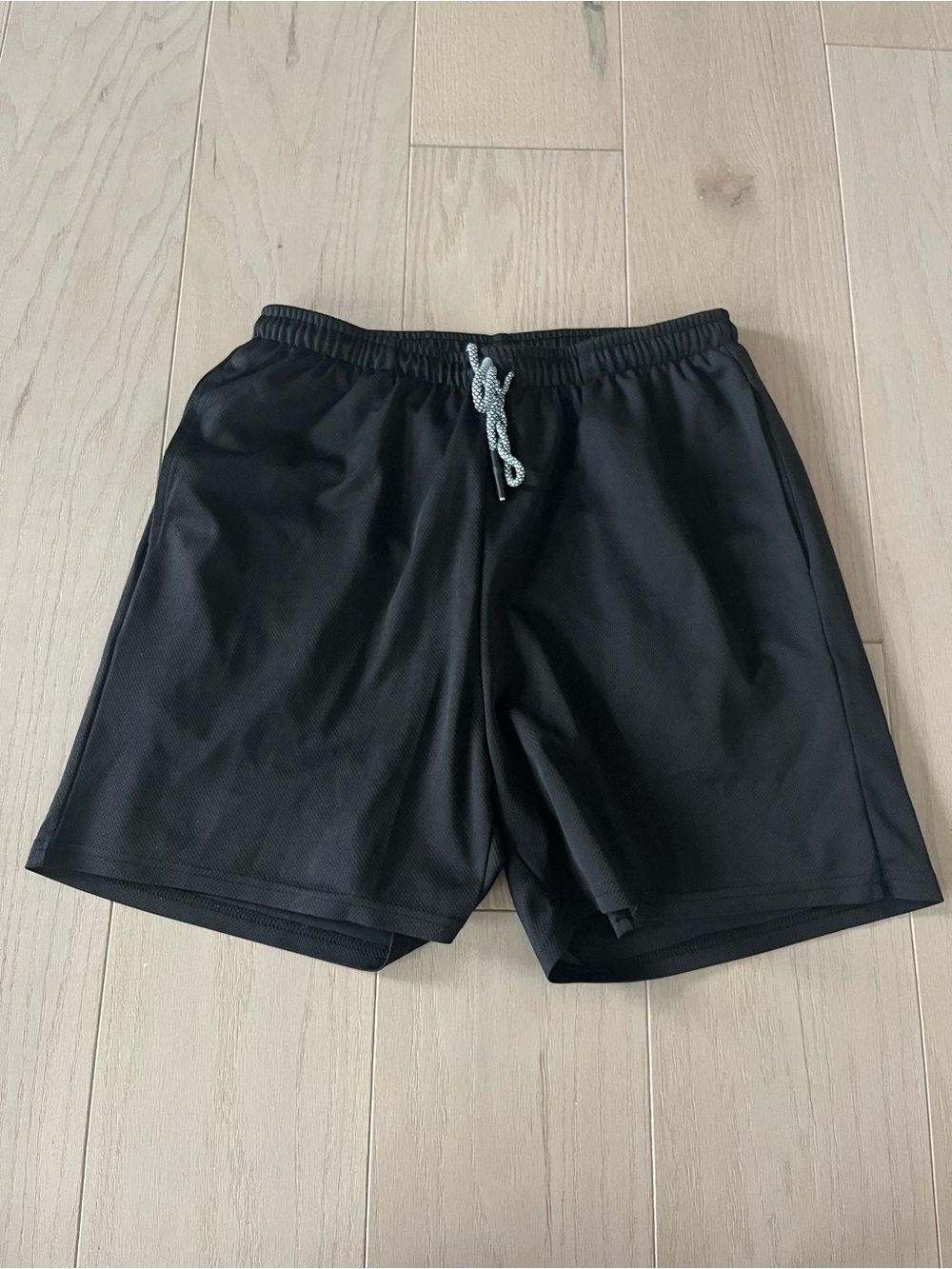 Men's Black Athletic Swim Drawstring Shorts